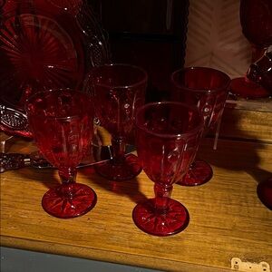 Elegant Red Glass Goblet Set